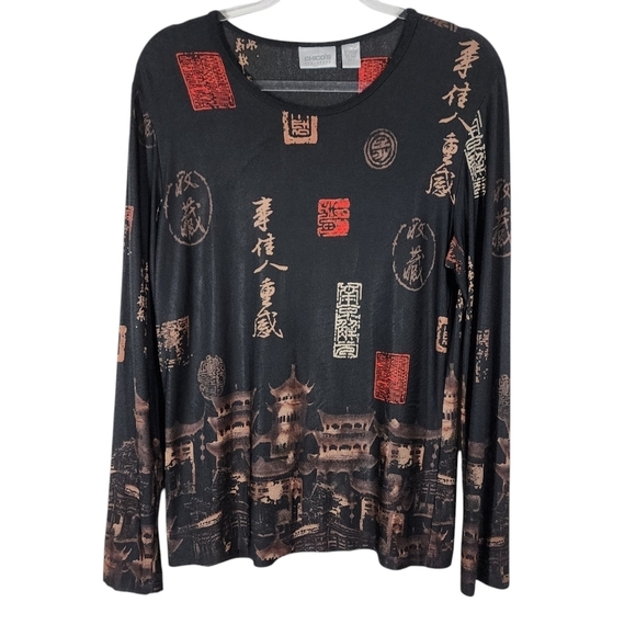 CHICO'S TRAVELERS POP-OVER LONG SLEEVE TOP - Picture 4 of 7